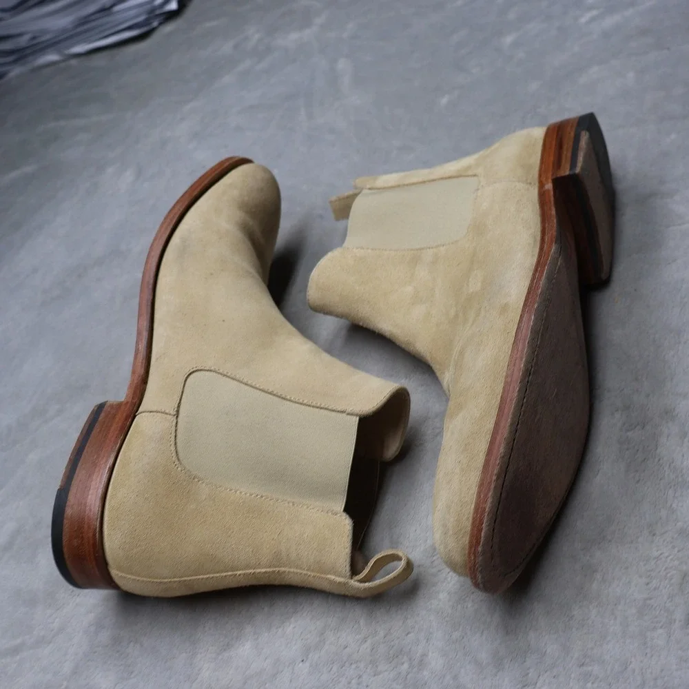 Lucent Men 11.5 Chelsea Boots White Suede Goodyear Welt Leather Sole Casual 45EU - Picture 6 of 15